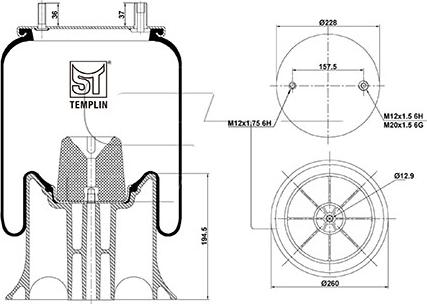 ST-Templin 04.060.6206.410 - Кожух пневматичної ресори autocars.com.ua