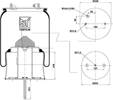 ST-Templin 04.060.6306.091 - Кожух пневматичної ресори autocars.com.ua