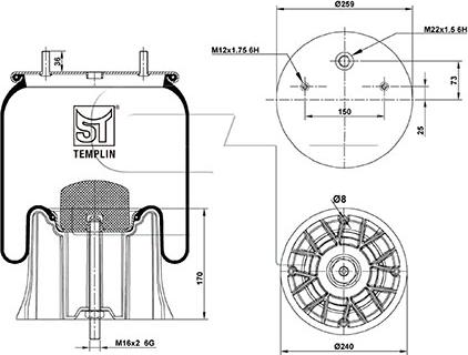 ST-Templin 04.060.6306.840 - Кожух пневматичної ресори autocars.com.ua