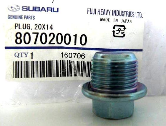 Subaru 807020010 - Резьбовая пробка, масляний піддон autocars.com.ua