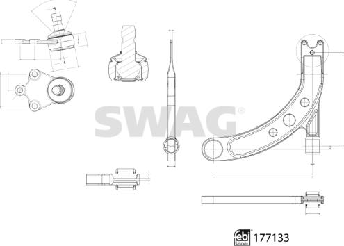 Swag 33 10 3923 - Важіль незалежної підвіски колеса autocars.com.ua