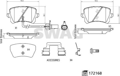 Swag 33 10 5313 - Гальмівні колодки, дискові гальма autocars.com.ua