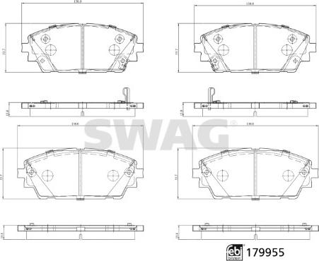 Swag 33 10 5574 - Гальмівні колодки, дискові гальма autocars.com.ua