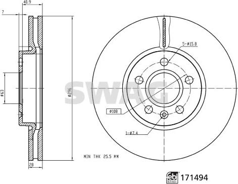 Swag 33 10 5609 - Гальмівний диск autocars.com.ua