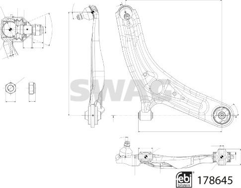 Swag 33 10 6998 - Важіль незалежної підвіски колеса autocars.com.ua