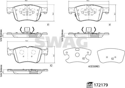 Swag 33 10 7334 - Тормозные колодки, дисковые, комплект avtokuzovplus.com.ua