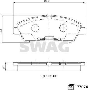 Swag 33 10 7496 - Гальмівні колодки, дискові гальма autocars.com.ua