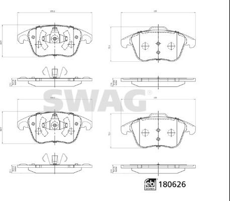 Swag 33 10 7796 - Тормозные колодки, дисковые, комплект avtokuzovplus.com.ua