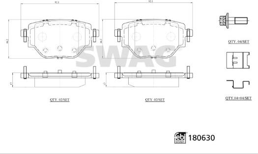 Swag 33 10 7799 - Гальмівні колодки, дискові гальма autocars.com.ua