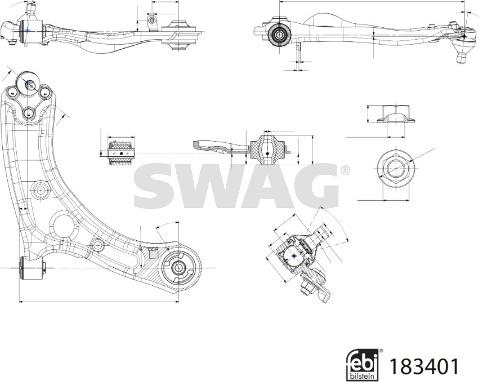 Swag 33 10 8943 - Важіль незалежної підвіски колеса autocars.com.ua