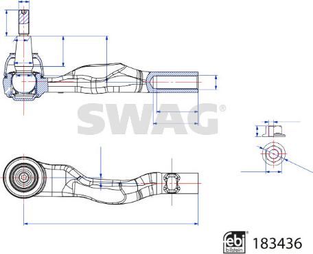 Swag 33 10 8965 - Наконечник рульової тяги, кульовий шарнір autocars.com.ua