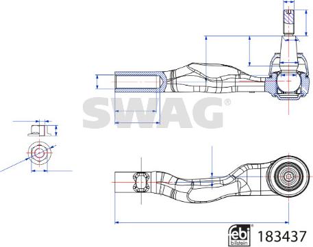 Swag 33 10 8966 - Наконечник рульової тяги, кульовий шарнір autocars.com.ua