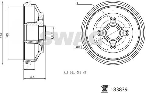 Swag 33 10 9227 - Гальмівний барабан autocars.com.ua