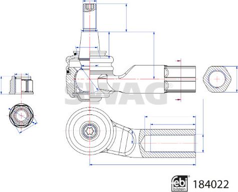 Swag 33 10 9250 - Наконечник рульової тяги, кульовий шарнір autocars.com.ua