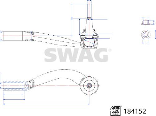 Swag 33 10 9284 - Наконечник рульової тяги, кульовий шарнір autocars.com.ua