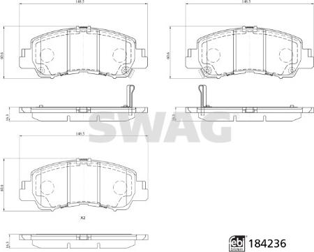 Swag 33 10 9326 - Тормозные колодки, дисковые, комплект avtokuzovplus.com.ua