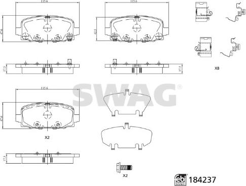 Swag 33 10 9327 - Тормозные колодки, дисковые, комплект avtokuzovplus.com.ua