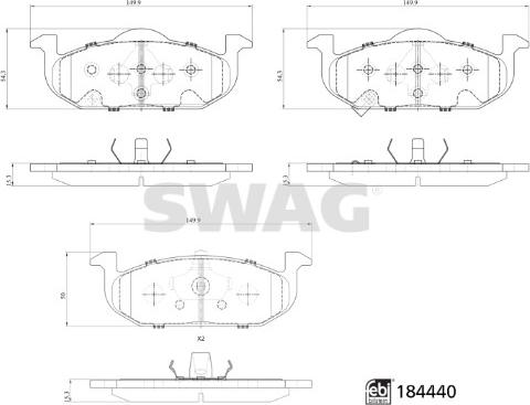Swag 33 10 9374 - Гальмівні колодки, дискові гальма autocars.com.ua