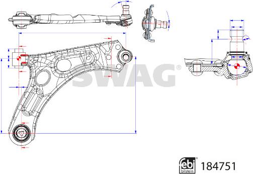 Swag 33 10 9547 - Важіль незалежної підвіски колеса autocars.com.ua