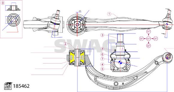 Swag 33 10 9928 - Рычаг подвески колеса avtokuzovplus.com.ua