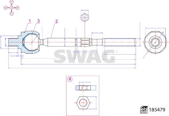 Swag 33 10 9941 - Осевой шарнир, рулевая тяга avtokuzovplus.com.ua