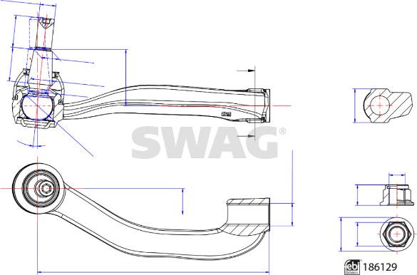 Swag 33 11 0259 - Наконечник рульової тяги, кульовий шарнір autocars.com.ua