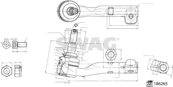 Swag 33 11 0334 - Наконечник рульової тяги, кульовий шарнір autocars.com.ua