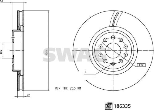 Swag 33 11 0360 - Гальмівний диск autocars.com.ua