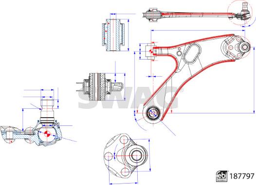 Swag 33 11 0539 - Важіль незалежної підвіски колеса autocars.com.ua