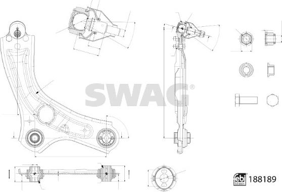 Swag 33 11 0580 - Важіль незалежної підвіски колеса autocars.com.ua