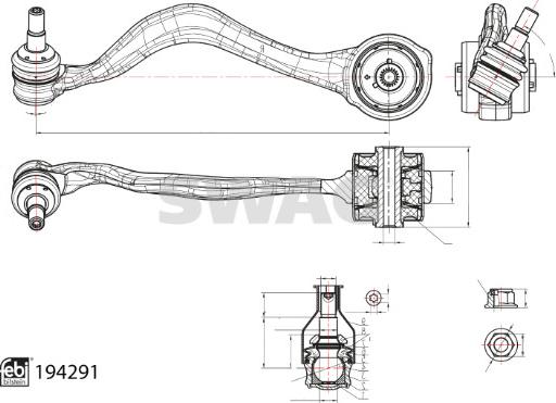 Swag 33 11 1564 - Важіль незалежної підвіски колеса autocars.com.ua