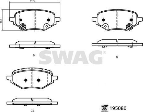 Swag 33 11 1855 - Гальмівні колодки, дискові гальма autocars.com.ua