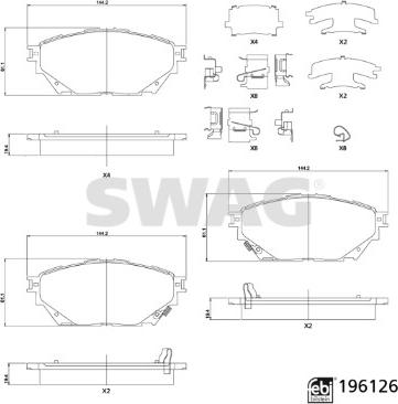 Swag 33 11 2123 - Гальмівні колодки, дискові гальма autocars.com.ua