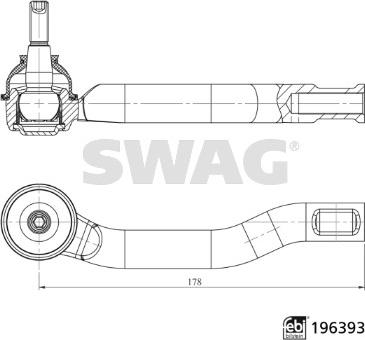 Swag 33 11 2151 - Наконечник рульової тяги, кульовий шарнір autocars.com.ua
