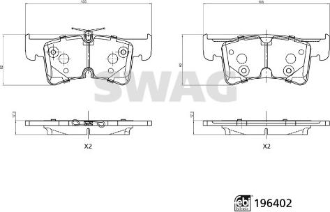 Swag 33 11 2156 - Тормозные колодки, дисковые, комплект autodnr.net