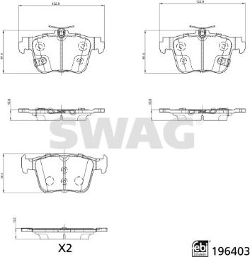 Swag 33 11 2157 - Гальмівні колодки, дискові гальма autocars.com.ua