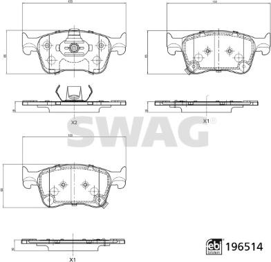 Swag 33 11 2201 - Гальмівні колодки, дискові гальма autocars.com.ua