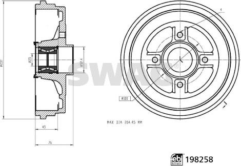 Swag 33 11 2937 - Гальмівний барабан autocars.com.ua