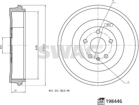 Swag 33 11 3022 - Гальмівний барабан autocars.com.ua