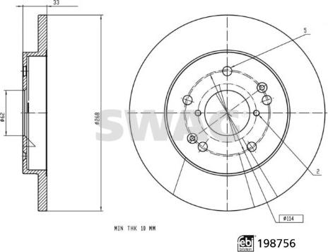 Swag 33 11 3129 - Гальмівний диск autocars.com.ua