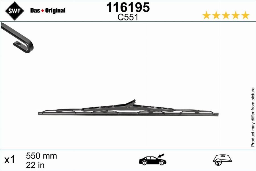 SWF 116195 - Щітка склоочисника autocars.com.ua