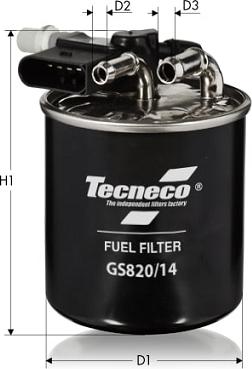 Tecneco Filters GS820/14 - Фільтр паливний Mercedes-Benz W176. 242. 246. 204. 117. 218. 212. 222. 639. X156. 164 autocars.com.ua