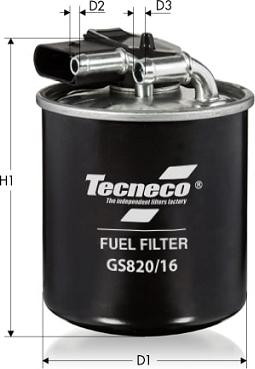 Tecneco Filters GS820/16 - Фільтр паливний DB Sprinter 210-519CDI 05-09- OM651LA autocars.com.ua