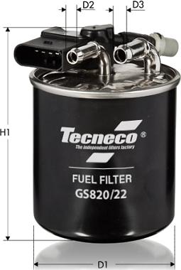Tecneco Filters GS820/22 - Фільтр паливний з датчиком води MB A W176 160CDI-180CDI 12-18-B W246-W242 13-18-GLA X156 14- autocars.com.ua