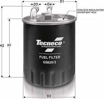 Tecneco Filters GS820/2 - Фільтр паливний DB C-E-ML-R 280-320 CDI 07-05- -Sprinter 210-213-310-413-513 CDI 06-06- autocars.com.ua