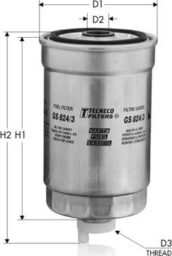 Tecneco Filters GS824/3 - Паливний фільтр autocars.com.ua