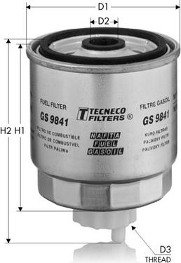 Tecneco Filters GS9841 - Фiльтр палива Hyunday Getz 1.5Crdi 06- autocars.com.ua