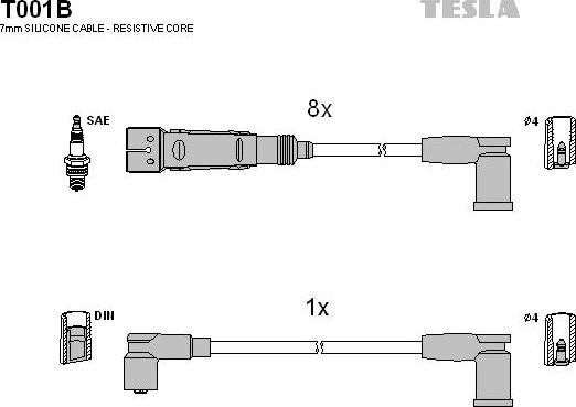 TESLA T001B - Комплект кабелiв запалювання autocars.com.ua