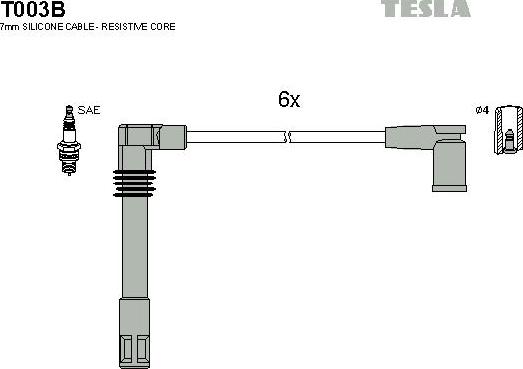 TESLA T003B - Комплект проводов зажигания autodnr.net