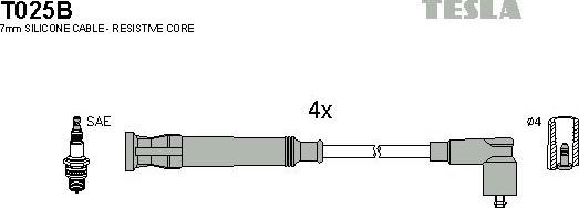 TESLA T025B - Комплект проводів запалювання autocars.com.ua